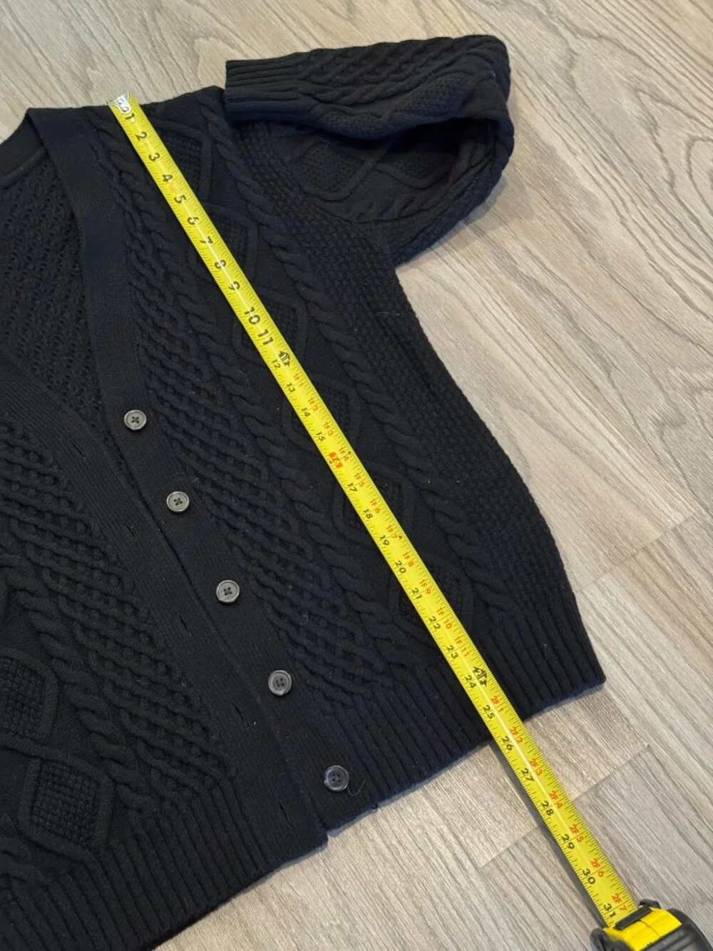 Sunday Best Aritzia Merino Wool Blend Cable Knit Cardigan Black Button Front Swe - Picture 4 of 7